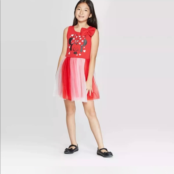 Disney Other - Disney Girls Disney Minnie Mouse Valentines Day Sleeveless Tulle Dress NWT